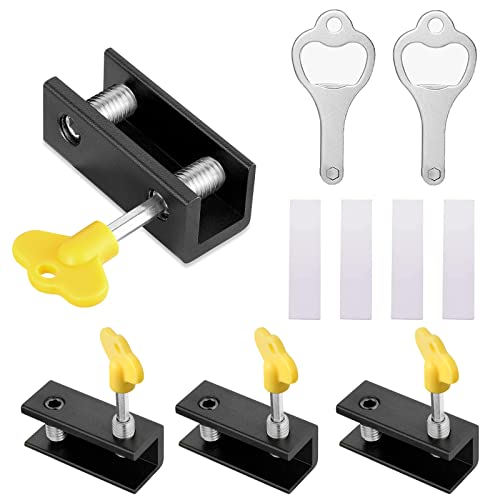 4 Set Window Locks, Sliding Windows Security Locks For Vertical & Horizontal Slide Windows,Adjustable Aluminum Window Lock With Key For Home Bedroom Office Double Hung Windows (Black Double Lock) #TOP23