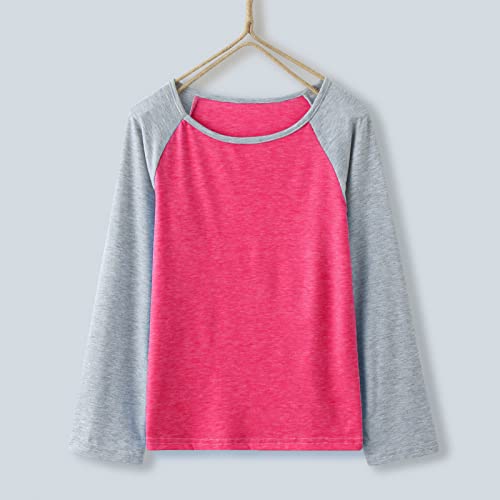 Camisetas casuais de manga comprida para meninas com gola redonda túnica de 4 a 13 anos camisetas li