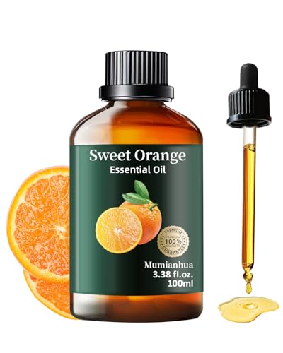 Olio Essenziale di Arancia Dolce Puro,Mumianhua - Olio per Diffusori, Umidificatori, Purificatori d'Aria, Cura della Pelle, Casa, Saponi, Candele Artigianali e Pulizia 100 ml