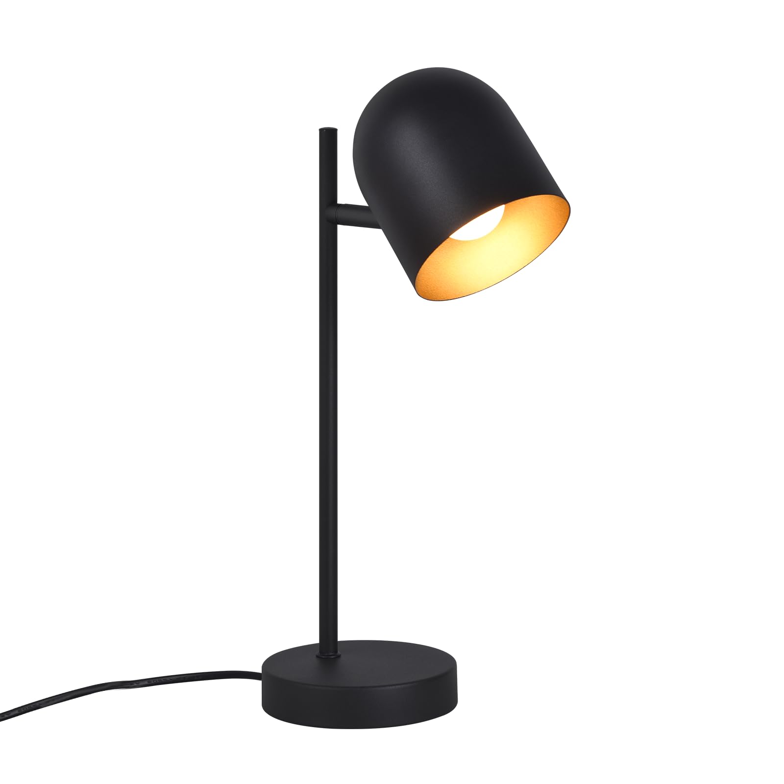 Lampada da tavolo lampada da comodino vintage retrò: lampada da tavolo da soggiorno industriale in metallo nero oro E14 lampada da comodino rustica con cavo lampada da letto - senza lampadina