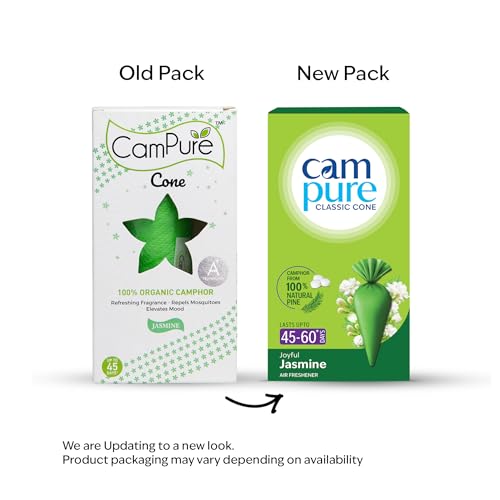 Image of CamPure Camphor Cone (Jasmine) Pack Of 4-100% Organic | Air Freshener For Car, Wardrobe, Office Cabin's, Drawers, Travel Bag and Bathroom