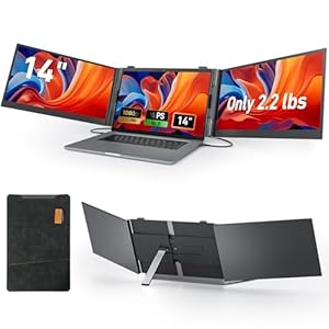 Extensor de pantalla triple para portátil de 14 pulgadas, pantallas FHD ultrafinas de 1080P para laptop, extensor de monitor triple de solo 2.2 libras para portátiles de 13.3 a 17.3 pulgadas, monitor
