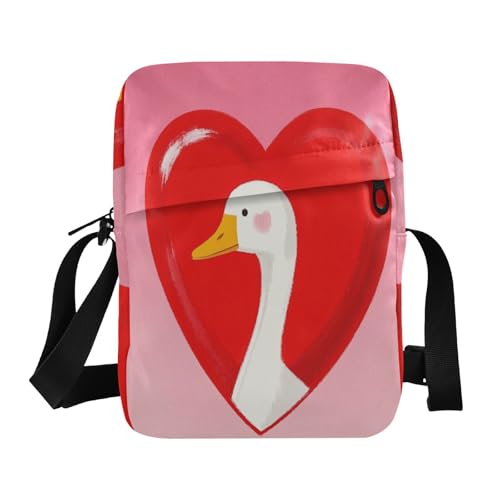 Funny Cartoon Heart Animal Goose men's messenger bag Small Crossbody Bags For Women Shoulder Hand Bag For Woman Adjustable Strap for School Travel