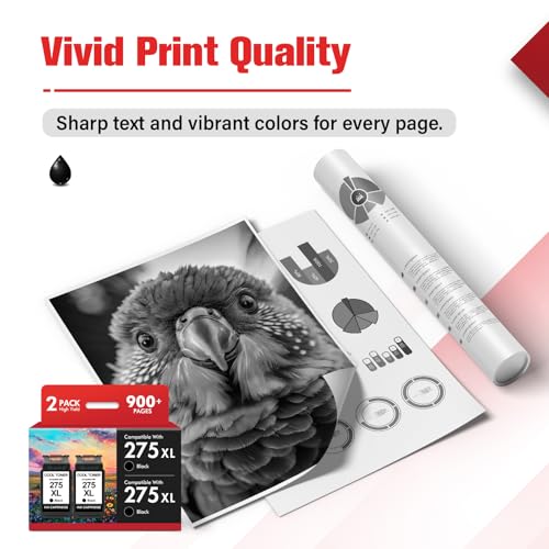 Image of 275 275XL PG-275 TR4720 TS3722 Black Ink Cartridge Replacement for Cannon PG 275 XL for Canon Printers PIXMA TR4720 TS3722 TS3700 TR4700 TS3522 TS3500 TS3520 TS3720 TR4722 (2 Pack, Black)