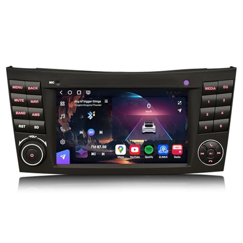 Erisin 7" 8-Core 8GB+128GB Android 14 Car Stereo with Sat Nav for Mercedes Benz E-Class W211 CLS Class W219 Support Bluetooth 5.1 DAB+ DSP Wireless CarPlay Android Auto WiFi 4G DVR Head Unit Canbus