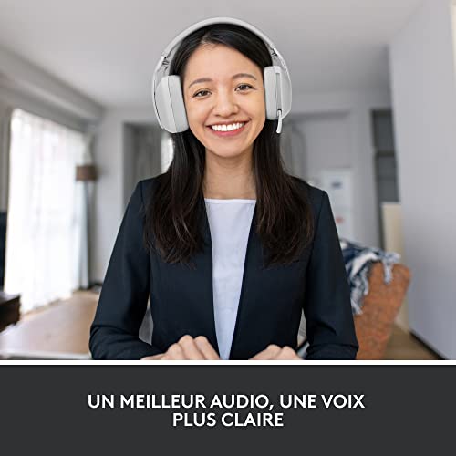 Logitech Brio 500 Full HD Webcam et Zone Vibe 100 Casque sans Fil avec Micro Anti-Parasite, Compatible avec Microsoft Teams, Google Meet, Zoom, Mac/PC - Blanc