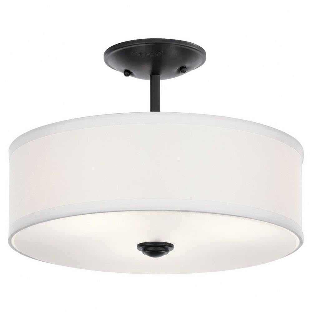 Kichler, Shailene 14'' 3 Light Round Semi Flush With Satin Etched White
