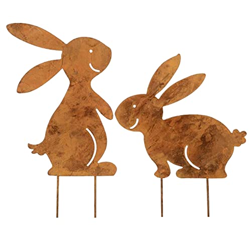 Storm's Gartenzaubereien Juego de 2 conectores de jardín para decoración de Pascua de 16 a 13 cm de alto para decoración de Pascua en aspecto oxidado Cover