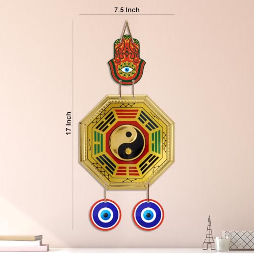 Image of Artvibes Feng Shui Bagua Evil Eye Wall Hanging Decor | Vastu Inspired Protection Ornament for Home Entrance Door | Living Room | Bedroom | Office | Harmony Wealth and Prosperity Gift (WH 85139N)