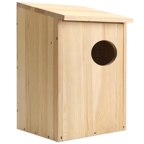 Pine Wood Duck House for Ducks and Hooded Mergansers Breeding Nesting Wooden Box Resident Habitant Shelter