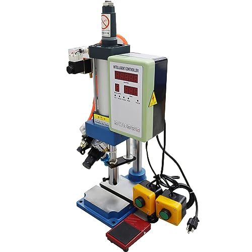 PreAsion 110V 440Lb/200KG Desktop Pneumatic Punch Press Machine - Digital Display Controller, 0.6" Die Hole, for Electronics, Jewelry & Hardware Manufacturing