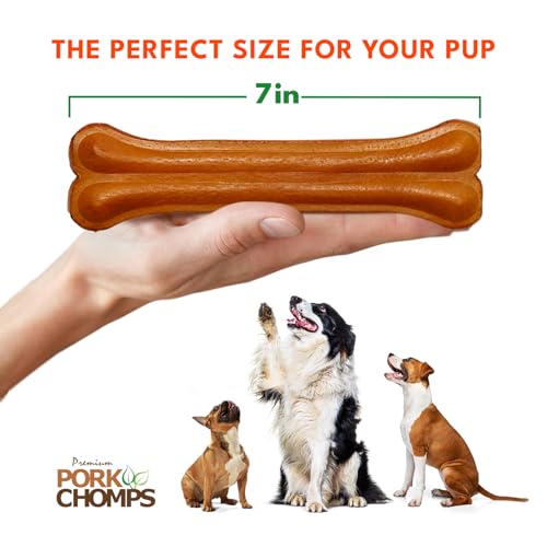 Pork Chomps Roasted Pressed Pork Skin Dog Chew, 7-inch Bone, 1 Count