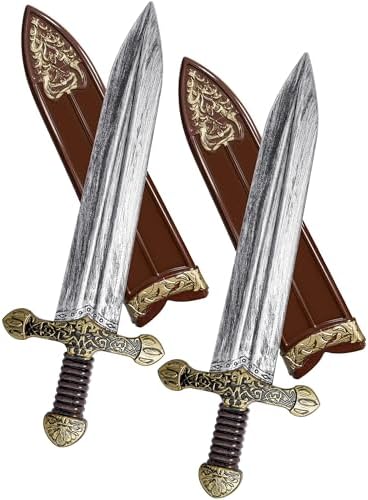 quescu 2Set Sword Toys,Plastic Roman Sword with Sheath,Medieval W...
