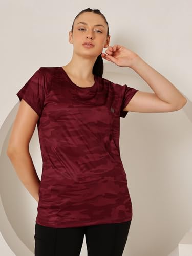 Image of Clovia Women's Polyester Relaxed Fit Comfort-Fit Active T-Shirt