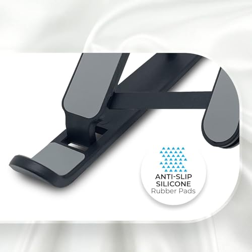 Image of Plastic Laptop Stand � Adjustable & Portable Laptop Riser for Desk � Ergonomic Design for Better Posture & Cooling � Lightweight Laptop Holder for Home, Office, Travel