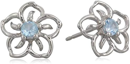 Amazon Collection Sterling Silver Sky Flower Stud Earrings