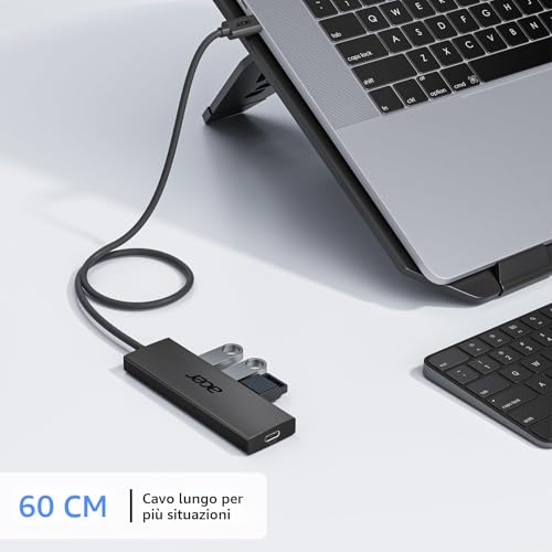 Hub USB C 3,0 con 5 porte, Hub USB C vers 4 Porte USB 5Gbps, Adattatore Multiporta Estensione HUB USB C, Compatibile con iPhone 15 ProMax,Surface Pro Galaxy S24 (60cm) - Hub USB - Immagine 5