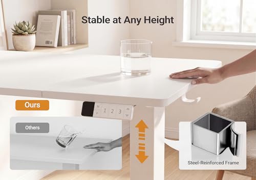 Image of YDN Electric Standing Desk Adjustable Height, 63 x 24 Inches Sit Stand up Desk with Memory Presets & Cable Management, Home Office Desk for Office & Computer Workstation, White Frame /White Top