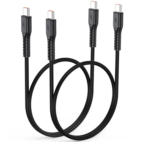 USB C to USB C Cable 2ft 2 Pack Short 60W Fast Charging & 480Mbps Data Transfer Type-C to USBC Upgraded Non-Tangle Soft Cord for iPhone 15/16/17 Samsung Galaxy S24/S25/S26 Tablets Laptops