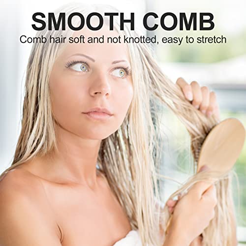 Firschoie Haarbürste Bambus 3er Set, Haarbürsten ohne Ziepen, mit kleinem Reinigungskamm, Antistatische Kopfhautmassage reduziert Frizz und Haarbruch, Geeignet für langes Haar, lockiges Haar, Spliss