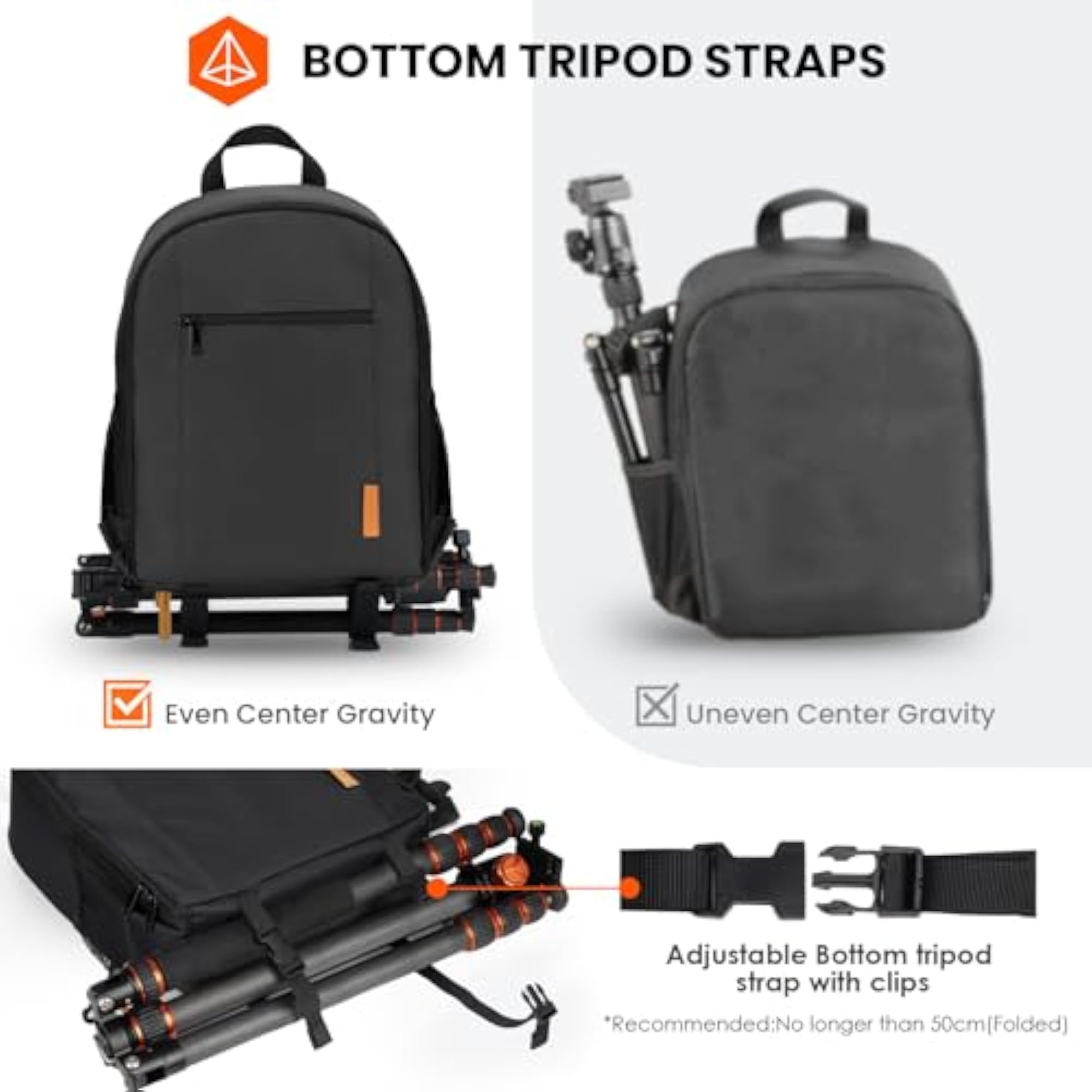Compact Black Camera Backpack for Photographers, 12L