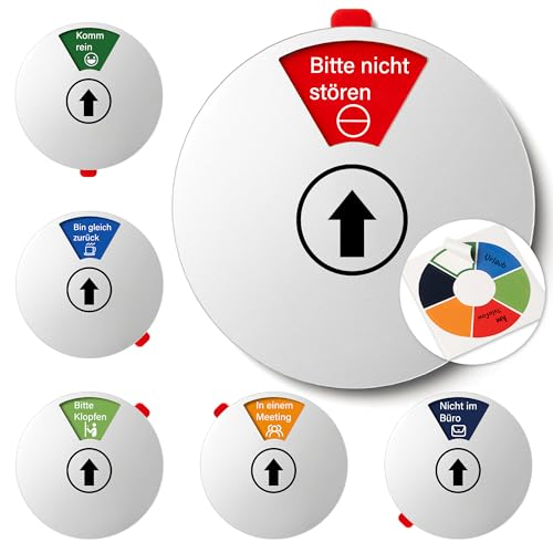 Büro Türschild 6 Optionen Bitte nicht stören In einem Meeting Komm rein Nicht im Büro Bin gleich zurück Bitte klopfen Geschäfts-Statusanzeige für den Arbeitsplatz 15 cm Silber 1 Stück Logo