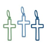 Ryan & Rose Silicone Cross Charms - Share Jesus & Flex Your Faith - Christian Charm for Backpacks, Keychains, Gifts (Worthy)