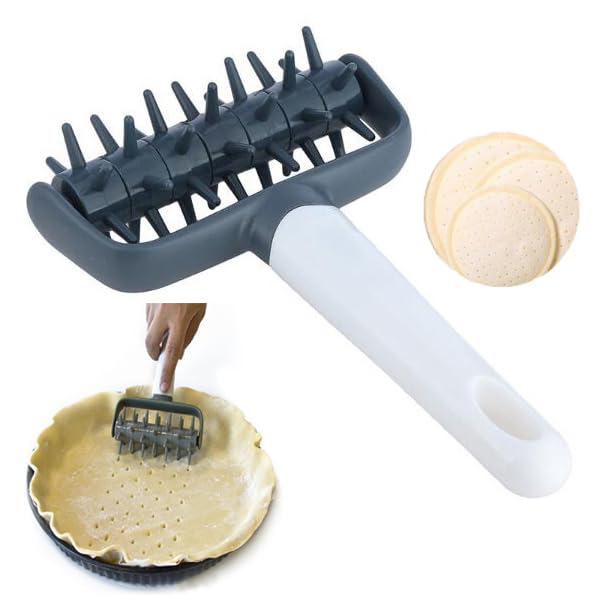 Pizza Roller Spikes Dough Pastry Bubble Docker Roller Pastry Wheel with Spike for Homemade Baking Cake Crackers Pie Hole Maker