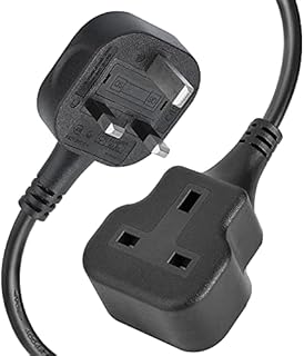 1 Gang Extension Lead 3M/9.84Ft Long Plug Extension, Black Extension Cable