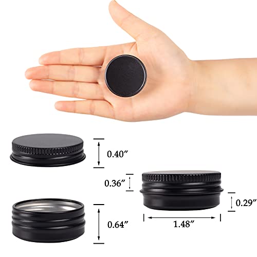 270pcs 0.5 oz / 15ml Bulk Packaging Screw Top Aluminum Tin Jar with Screw Lid and Blank Labels (Black)2