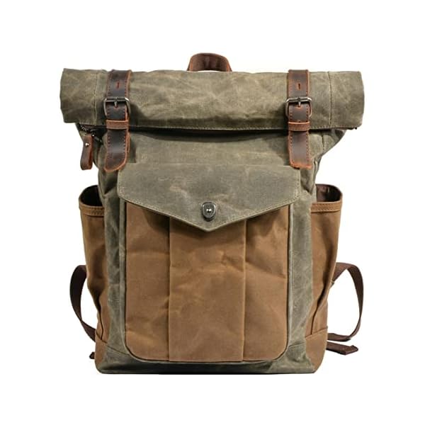 Men's Vintage Travel Backpack Large Capacity Casual Daypacks Waxed Canvas Carry on Bags for Camping Hiking Mountaineering