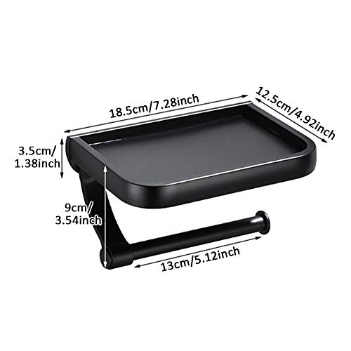 Easy Install Home Roll Tissue With Phone Shelf Toilet Paper Holder Wall Mounted, Constructed Of Space Aluminum, Rustproof And Waterproof, Ensuring Durability #TOP1