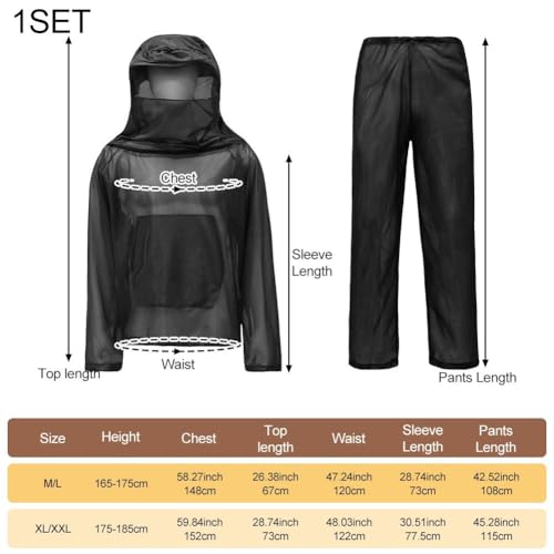 Chaqueta de malla transpirable con capucha y pantalón para repeler mosquitos 3