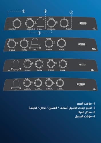 GSTT10XTB جنرال سوبريم غسالة نصف اوتوماتيك حوضين 10 كيلو,رمادي غامق / اسود, GSTT10XTB