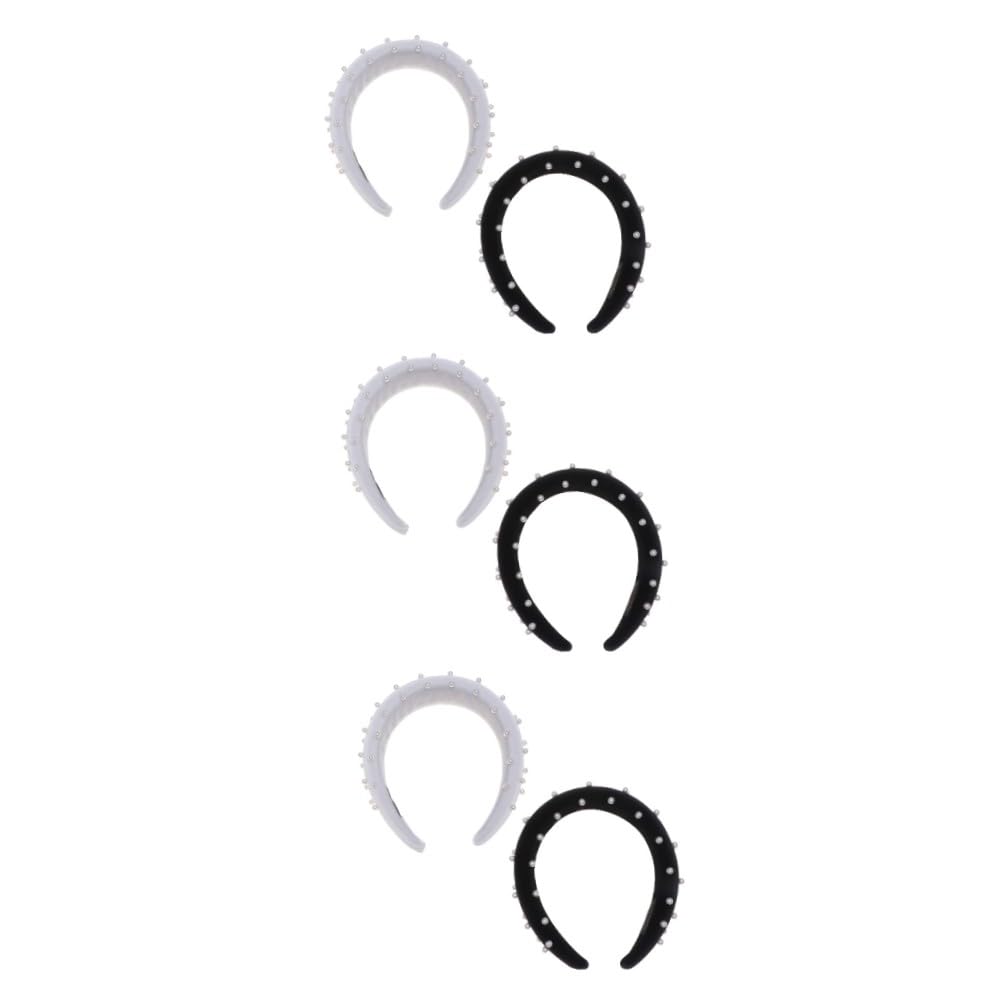 minkissy 6piezas Diadema De Perlas Esponja Flannelette Para Mujer Negro y Accesorio De Moda Para Fiesta y Uso Diario