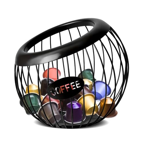 MEETOZ Coffee Pod Holder Metal Large Capacity Cup Holder Coffee Capsule Storage Basket for Coffee Bar Coffee Station Organizer Coffee Bar Accessories