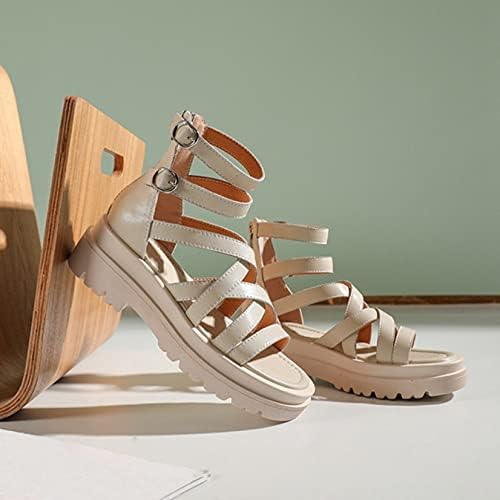 Sandalias de gladiador con plataforma para mujer, sandalias informales