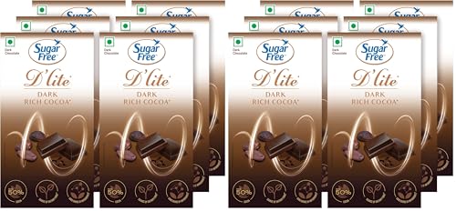 Image of Sugar Free D'Lite Rich Cocoa Dark Chocolate Bar, 40Gm (Pack of 12)