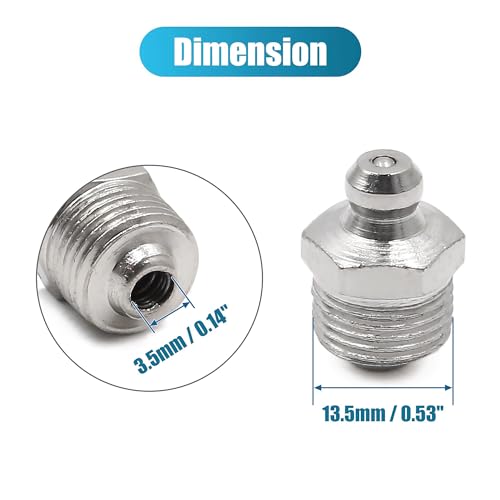 Unifizz 8pcs Nickel Plated Straight M12 x 1 Grease Nipple Fitting for Motorbike Car - Thumbnail 3