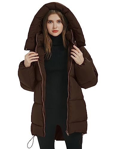 Kissonic Women's Warm Winter Coat Hooded Puffer Jacket Full Zip Long Puffer Coat with Pockets3