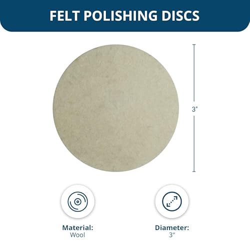 Benchmark Abrasives 3" Polishing & Buffing Felt Quick Change Wool Sanding Discs With A Male R-Type Backing Surface Finish Buffing Polish Burr Rust Paint Removal Use With Die Grinder (10 Pack) #TOP4