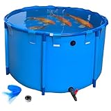 YASICA 円形キャンバス魚池 の魚のいる池 養魚池 ポータブル魚やエビタンク スタンド魚池ラウンド 大型折りたたみ 車のプール 環境保護 鯉の飼育に 大容量 600L 農業用 取り付け簡単 水族館に向け 家庭用プール 耐高温低温性 青 1X0.8M