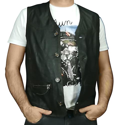 Gilet en cuir Redpoint Leo noir, l'excellence du cuir nabu premium