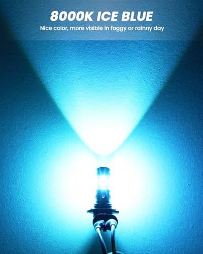 Image of PHINLION 9006 Ice Blue LED Fog Light Bulbs, Super Bright 3800 Lumens 9006 HB4 LED Fog Bulb Replacement for Car Truck Fog Lights or DRL Lamps, 1:1 Halogen Size, Pack of 2