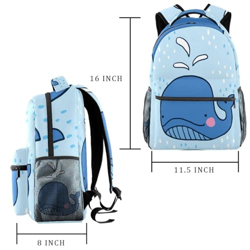 Sac à dos baleine bleue multicolore grand compartiment filles garçons - 2
