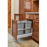 Rev-A-Shelf - 5149-18DM-217 - Podwójny 35 Qt. Wysuwany pojemnik na odpady ze szczotkowanego aluminium i srebra z Rev-A-Motion