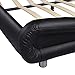 Amolife Upholstered Full Size Bed Frame/Deluxe Solid Modern Platform Bed/Mattress Foundation/Faux Leather Full Size Bed Frame with Adjustable Headboard and Slat Support, Black