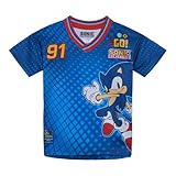 SEGA Sonic The Hedgehog Little Boys Mesh Soccer Jersey Athletic V-Neck T-Shirt Blue 7-8