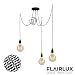 Produktbild Flairlux Pendelleuchte 3 flammig schwarz höhenverstellbare DIY Hängeleuchte für Affenschaukel mit 3x3 Metern Textilkabel in schwarz weiß FL22