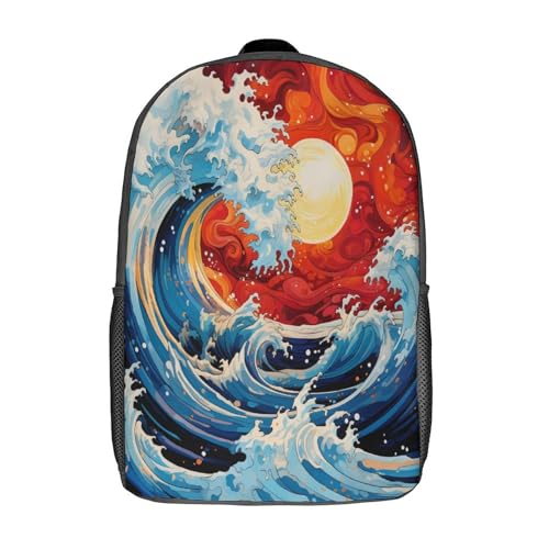 NAHCBIOT Ocean Wave Mochila Escolar Kindergarten Preescolar Mochila Guardería Infantil Mochila 3D Impermeable Mochila Regalos, Viajes, Intemperie 17inch